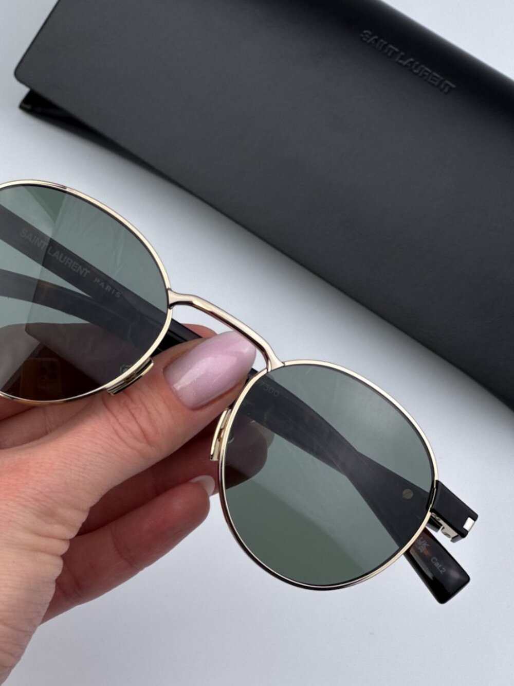 SAINT LAURENT SL707 002 GOLD HAVANA GREEN OVAL SUNGLASSES